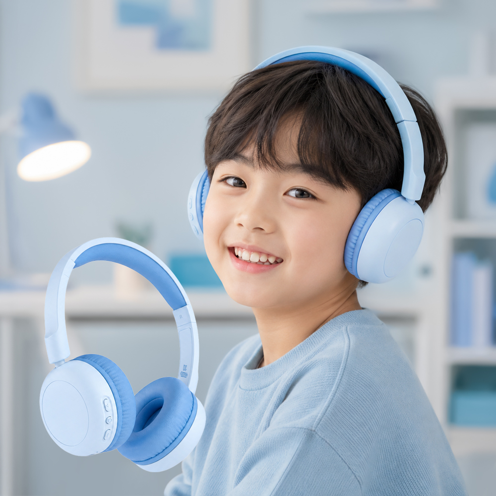 솜솜 키즈 청력보호 블투 헤드셋(블루)
